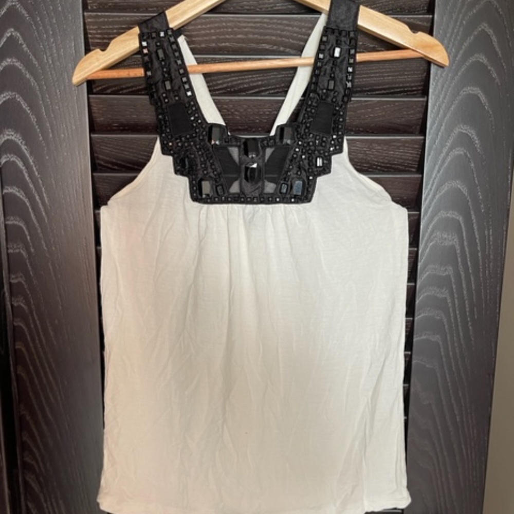 Black and white blouse with crystals